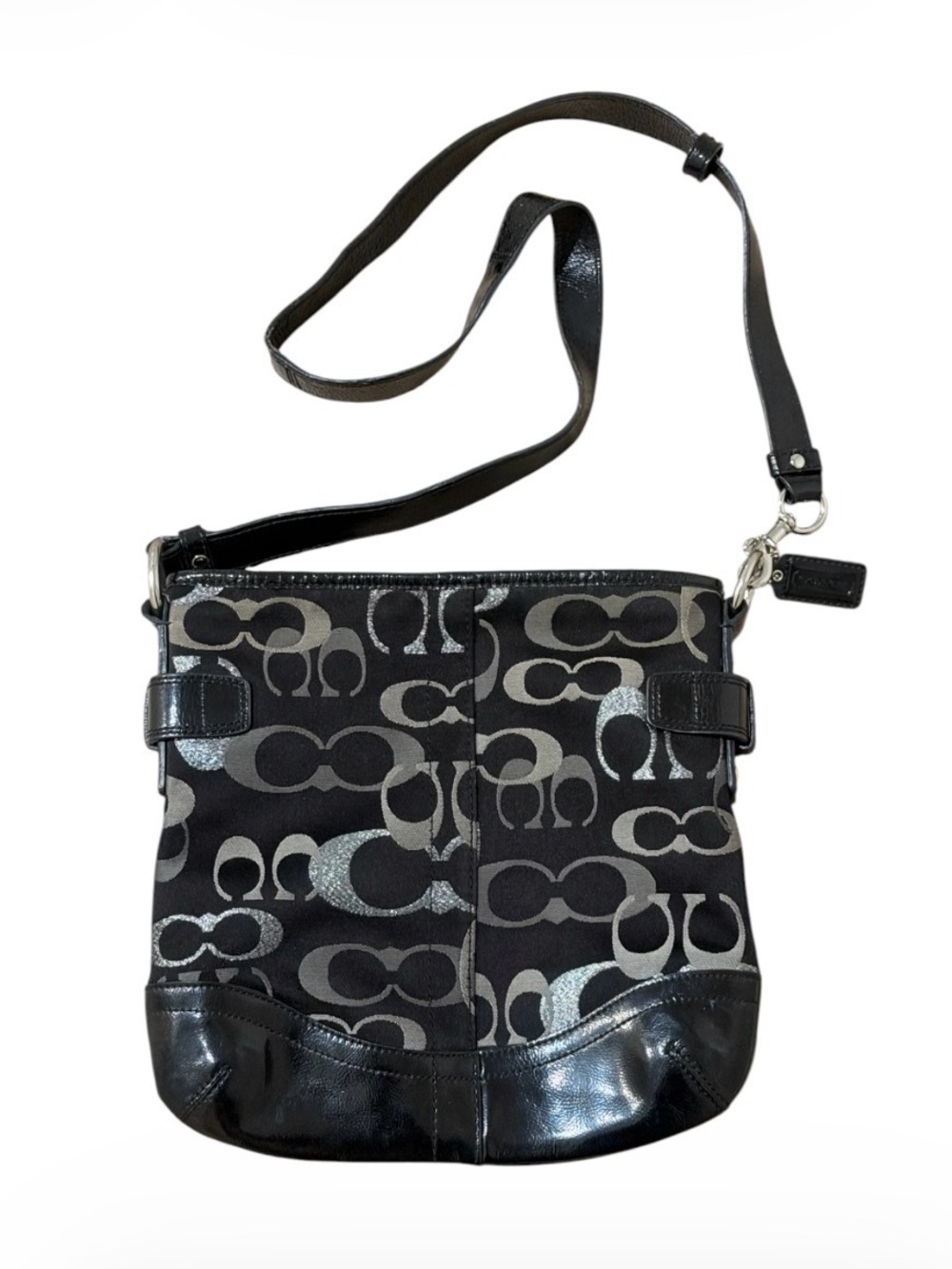 Coach Black & Gray Signature Crossbody Bag-As Is
